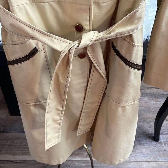 Ladies Button Down Trench Coat Jacket , Size 14, Tan, Vintage - Picture 5 of 13